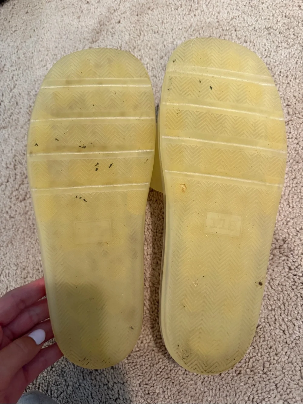 Tory Burch Pale Yellow Logo Slide Sandals